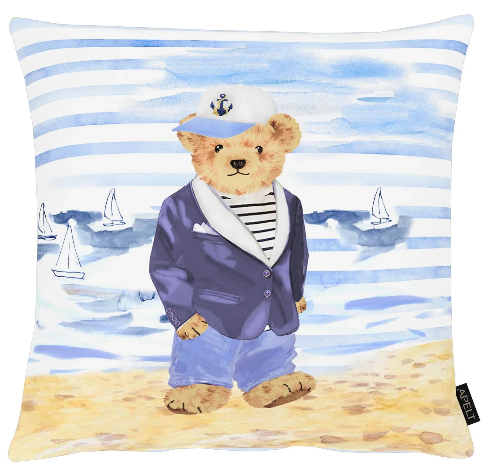 Dekokissen APELT Ole Blau Bedruckt 45x45x10 cm Polyester