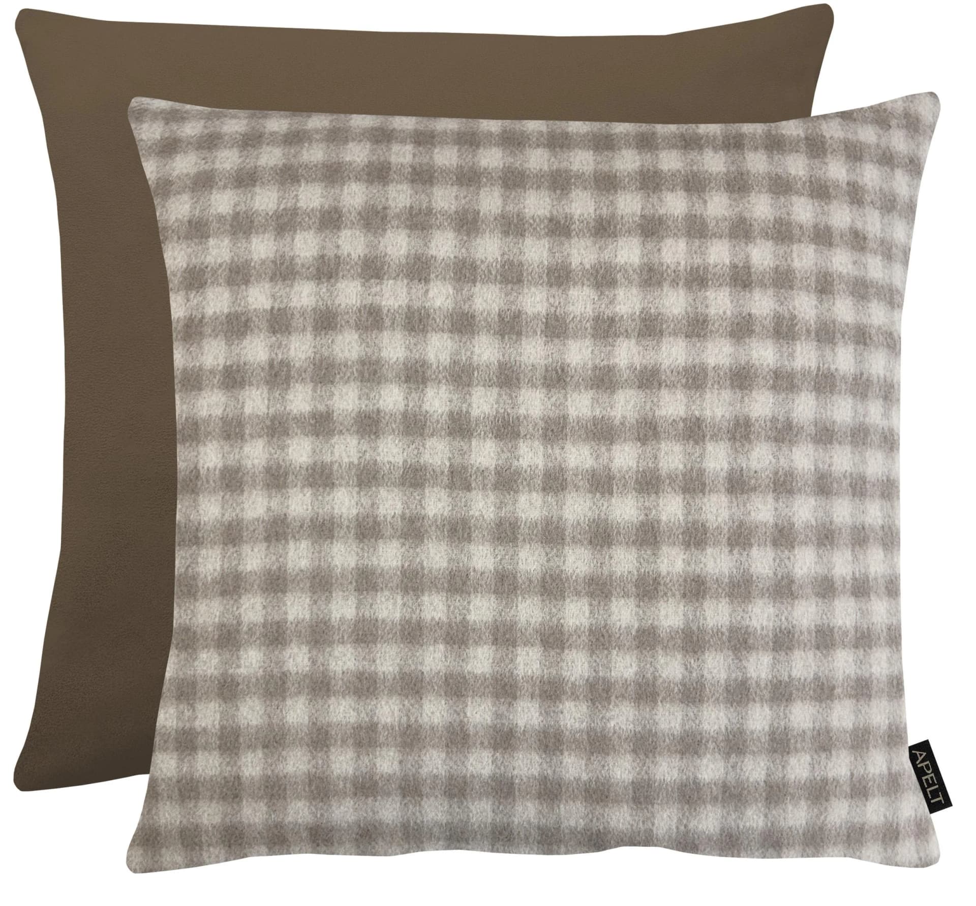 APELT Dekokissen "Alois" Grau Beige Braun Kariert