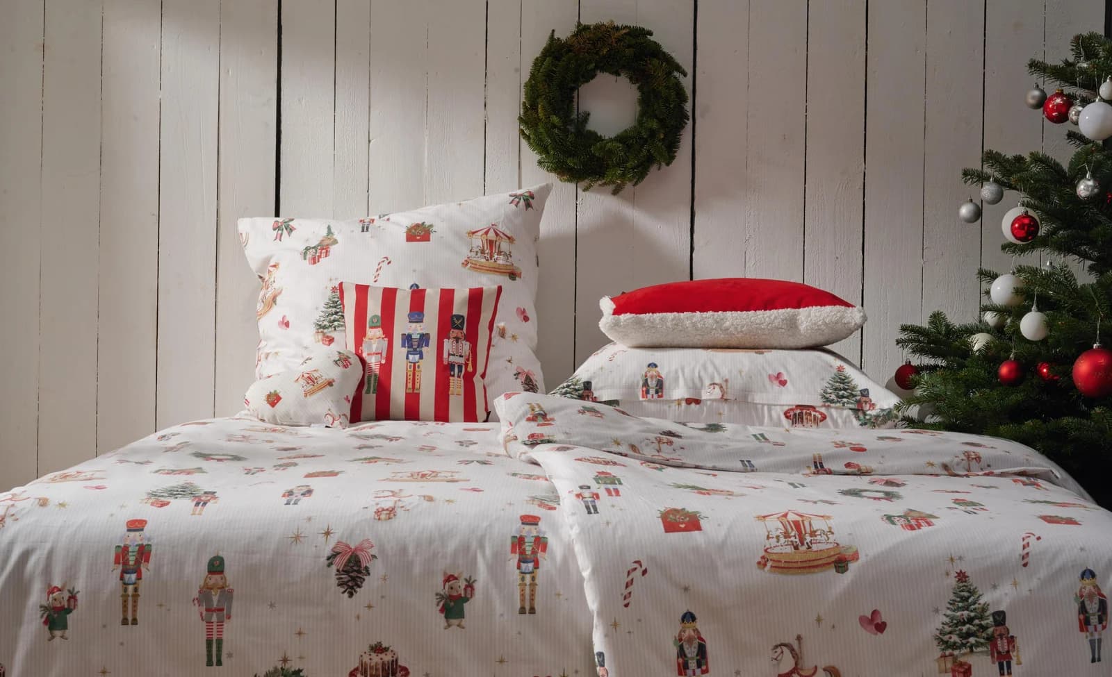 APELT Noel Flanell Bettwäsche Set 135x200 cm Rot Beige