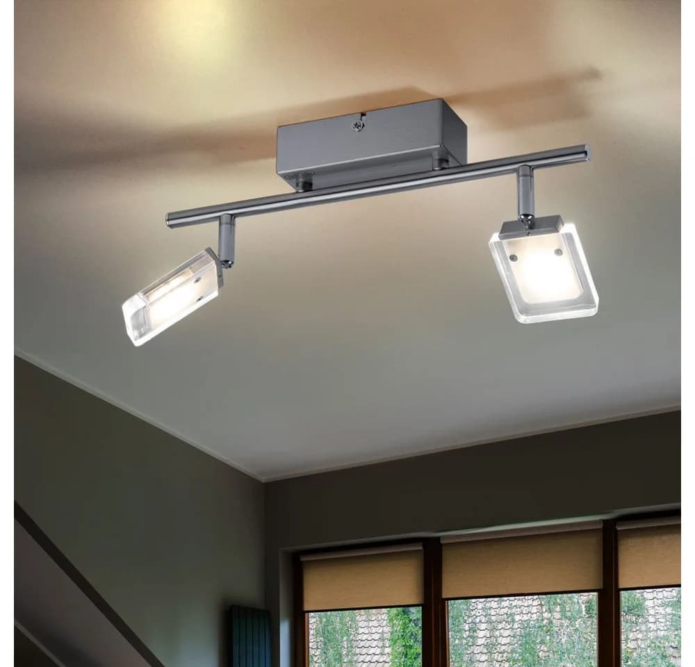 WOFI LED Deckenleuchte 2-flg. silber schwenkbar