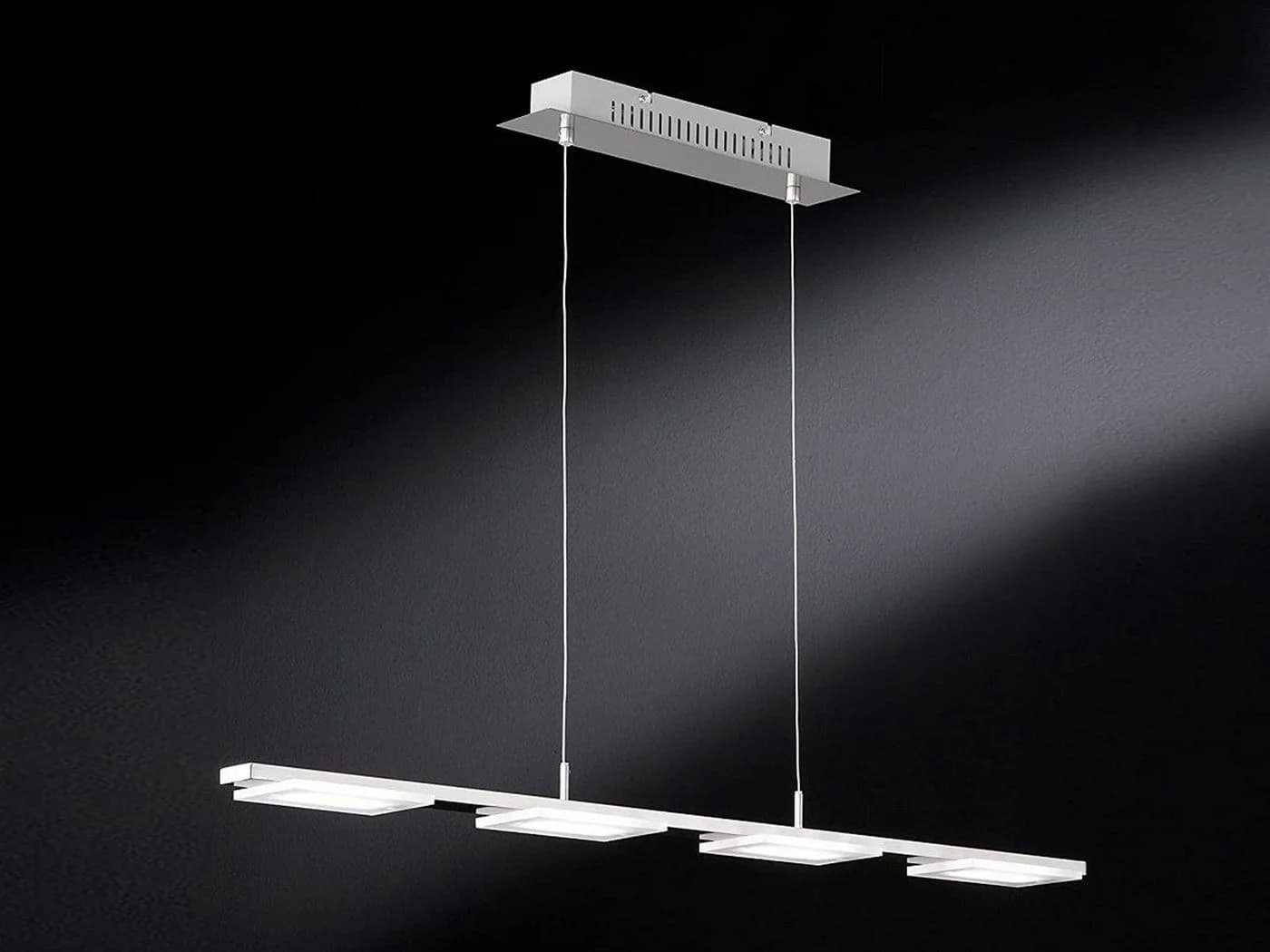 WOFI LED Pendelleuchte Silber matt 4-flammig 87cm Breite - Bild 3