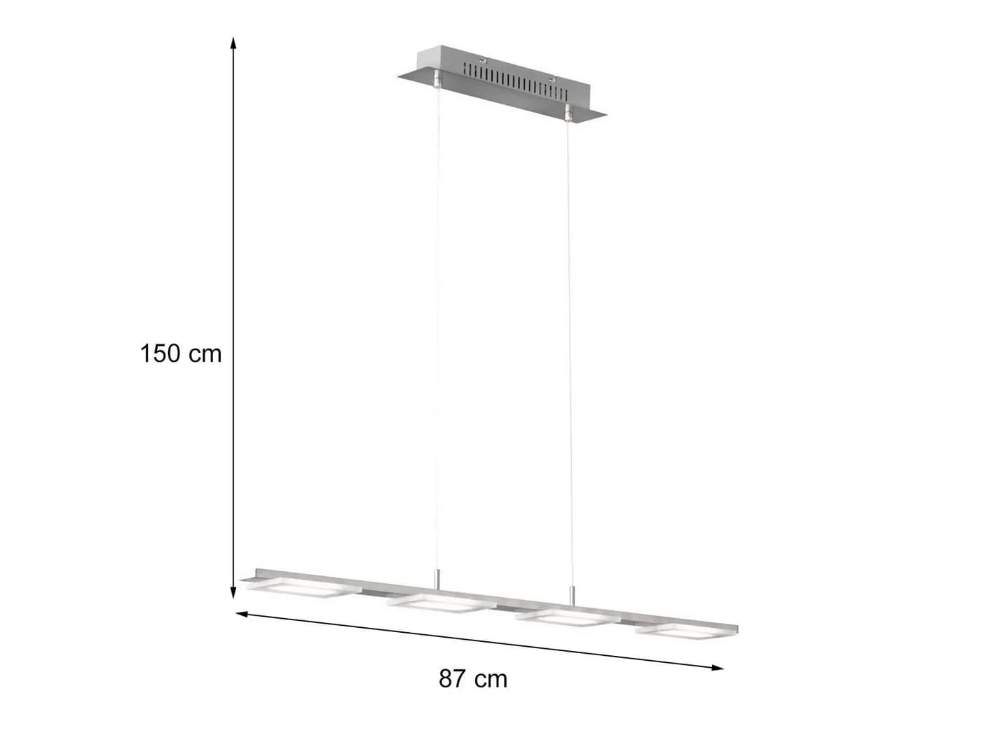 WOFI LED Pendelleuchte Silber matt 4-flammig 87cm Breite - Bild 4