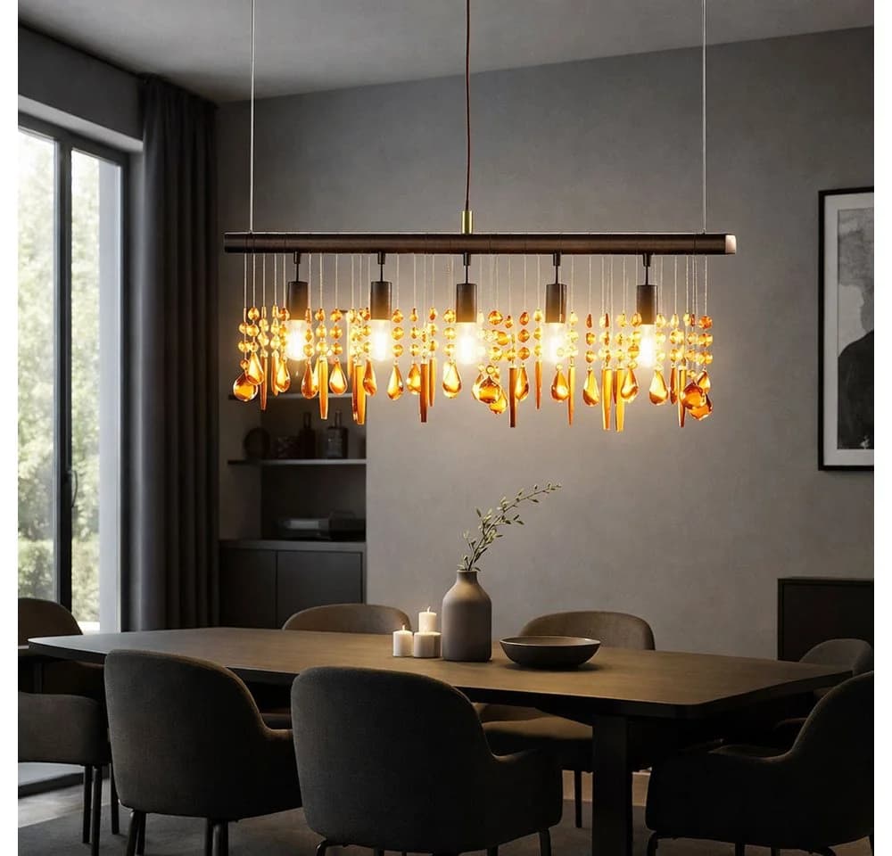 WOFI LED-Hängeleuchte Braun Kristall Pendelleuchte 5x E14 - Bild 2