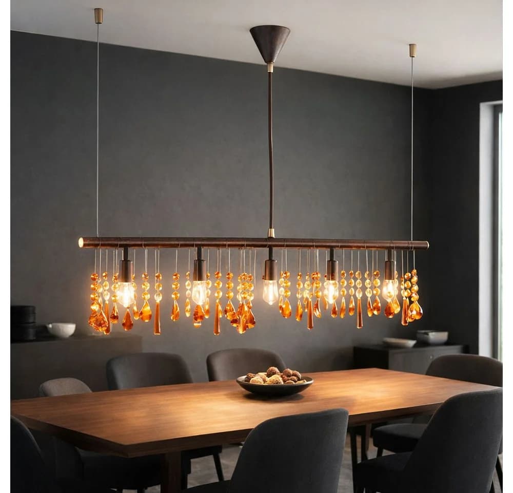 WOFI LED-Hängeleuchte Braun Kristall Pendelleuchte 5x E14 - Bild 3