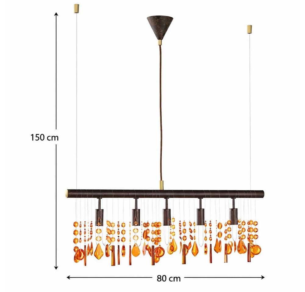 WOFI LED-Hängeleuchte Braun Kristall Pendelleuchte 5x E14 - Bild 4