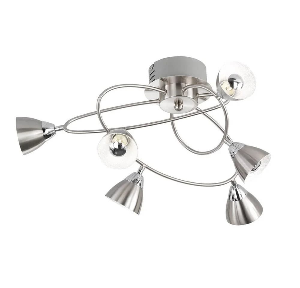 WOFI LED Deckenleuchte 6-flammig Warmweiß Metall Silber