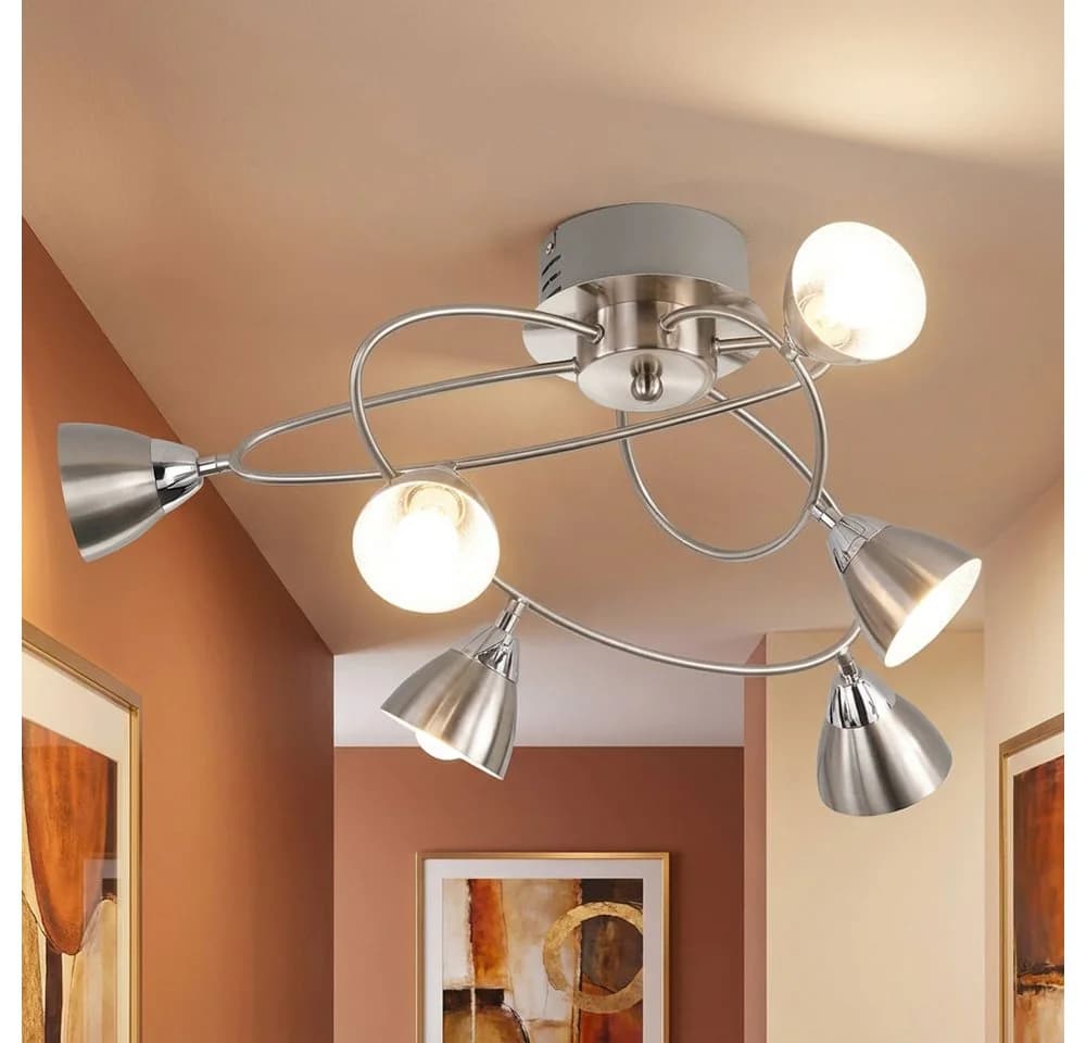 WOFI LED Deckenleuchte 6-flammig Warmweiß Metall Silber - Bild 2