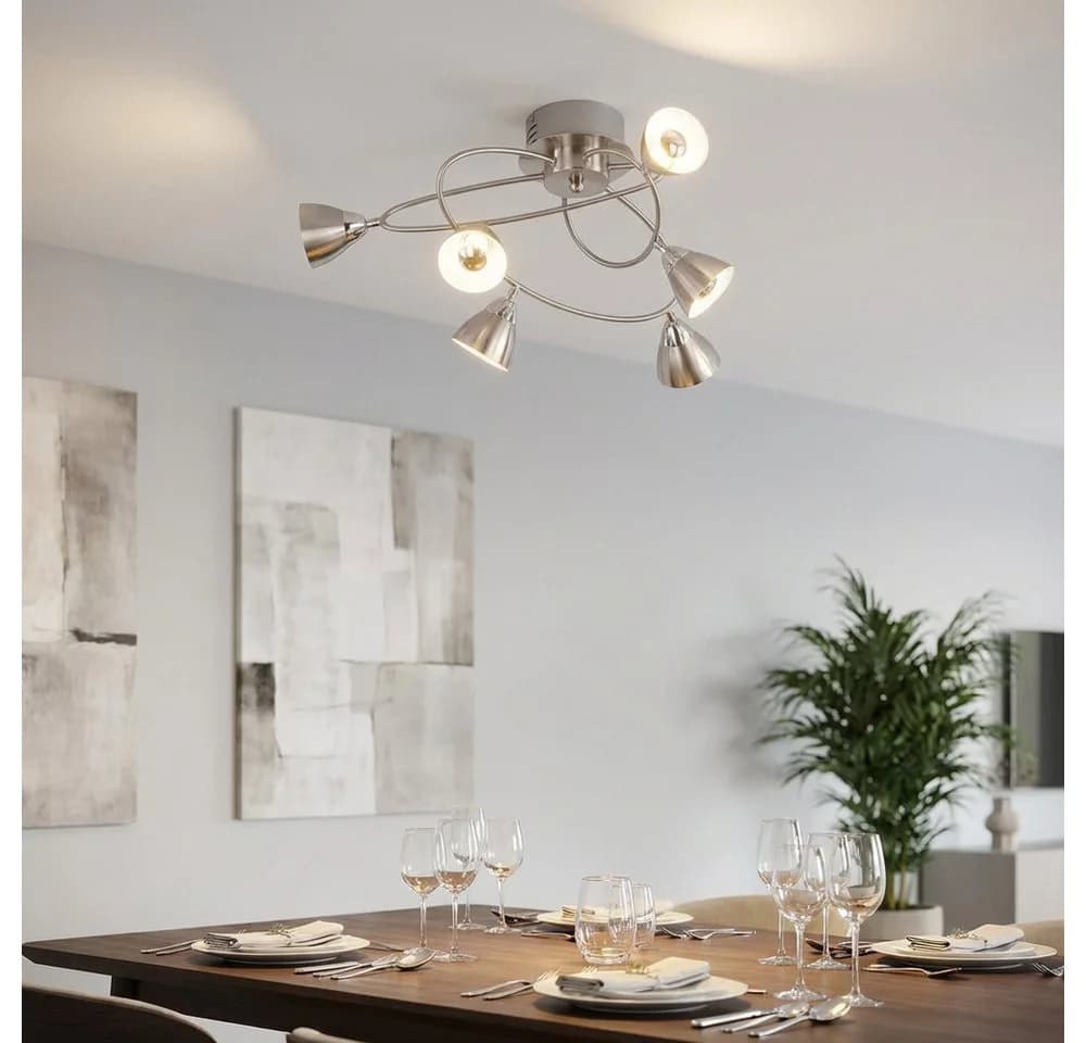 WOFI LED Deckenleuchte 6-flammig Warmweiß Metall Silber - Bild 3