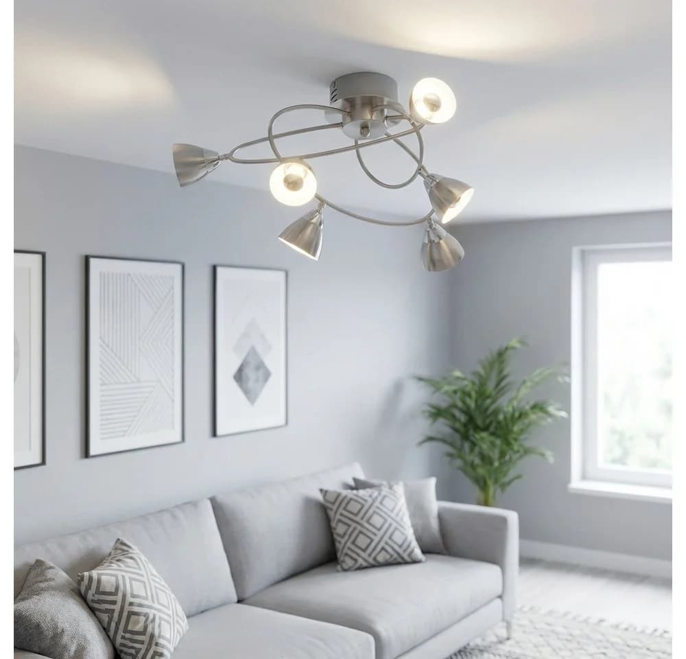 WOFI LED Deckenleuchte 6-flammig Warmweiß Metall Silber - Bild 5