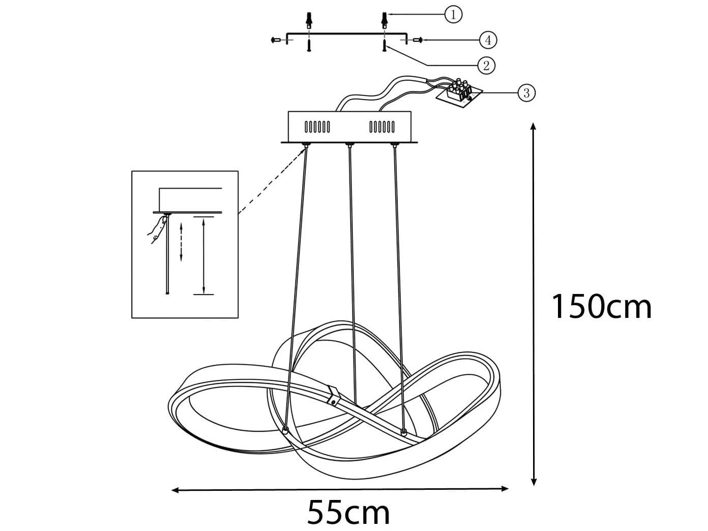 WOFI LED Pendelleuchte Dimmer Schwarz Ø55cm - Bild 5