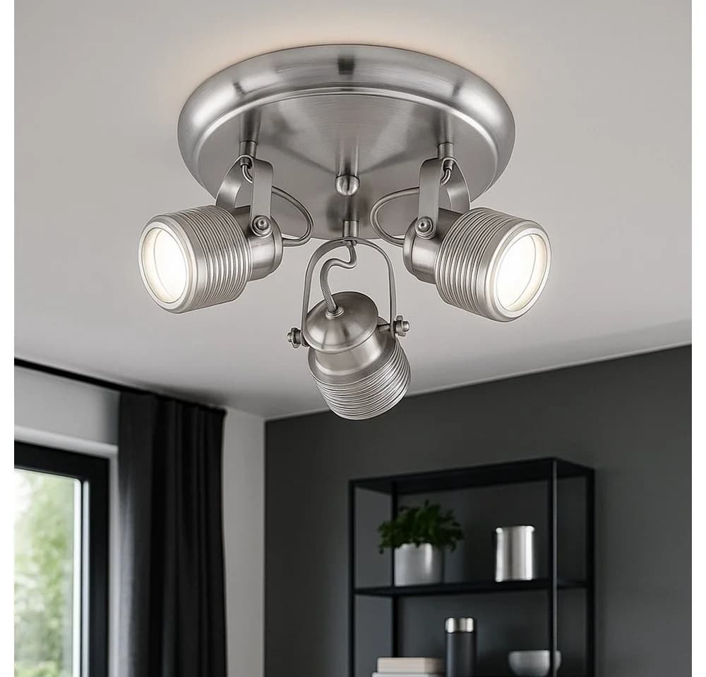 WOFI Deckenstrahler 3-flammig Retro Industrial Nickel-matt - Bild 3