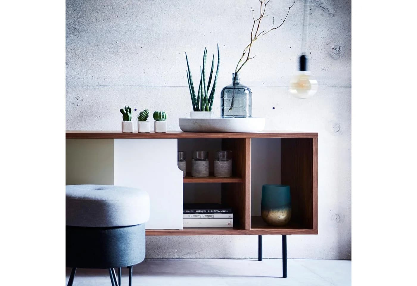 Creativ green Kunstpflanze Sanseveria mit Zementtopf Grün