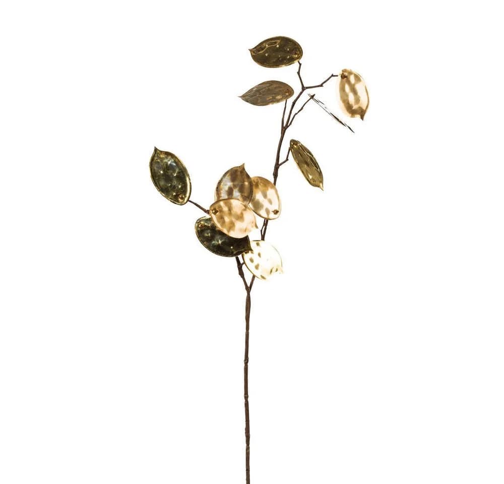 Kunstzweig Kunstpflanze PFENNIGBLATTZWEIG ca 47cm Metallic Gold Gasper