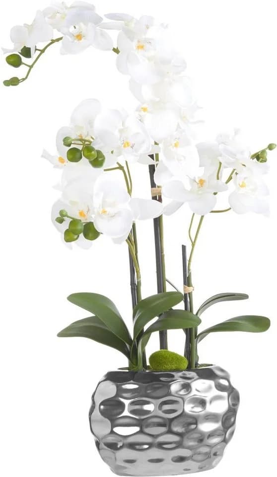 Creativ green Kunstpflanze Orchidee Silber Keramiktopf 55 cm