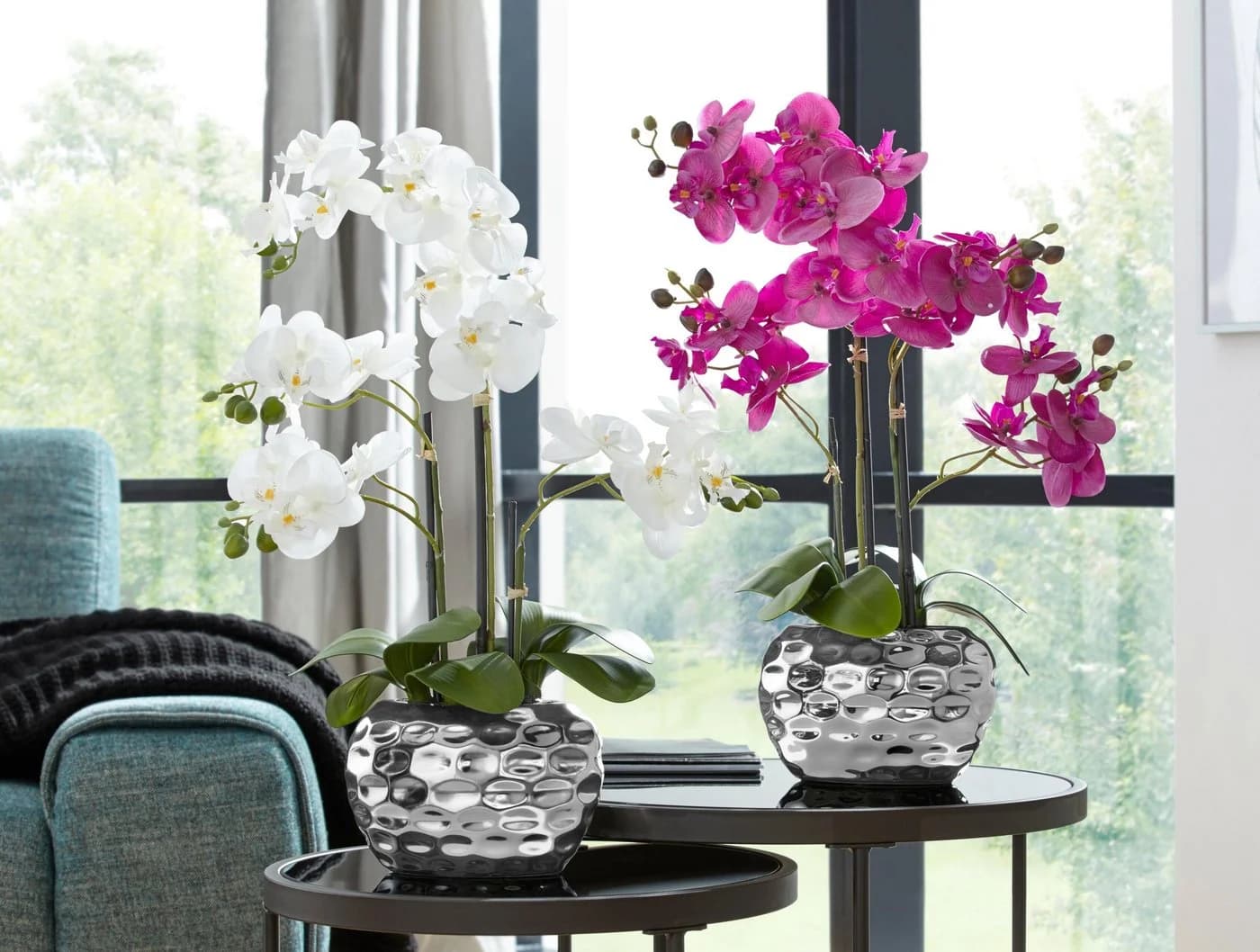 Creativ green Kunstpflanze Orchidee Silber Keramiktopf 55 cm - Bild 2