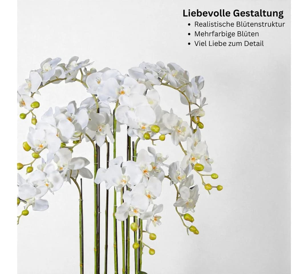 Kunstorchidee Phalaenopsis Orchidee im Topf 110cm Weiß Gasper - Bild 3