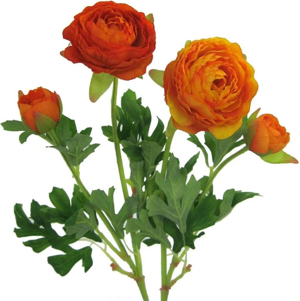 CREATIV GREEN Kunstblume Ranunkel Orange 6er Set 40cm