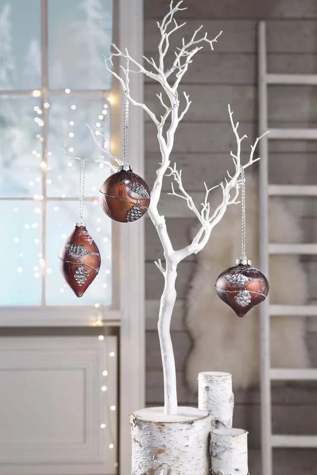 Winterliche Kunstpflanze My Home Weihnachtsdeko Zweig, weiß, 73 cm, Kunststoff
