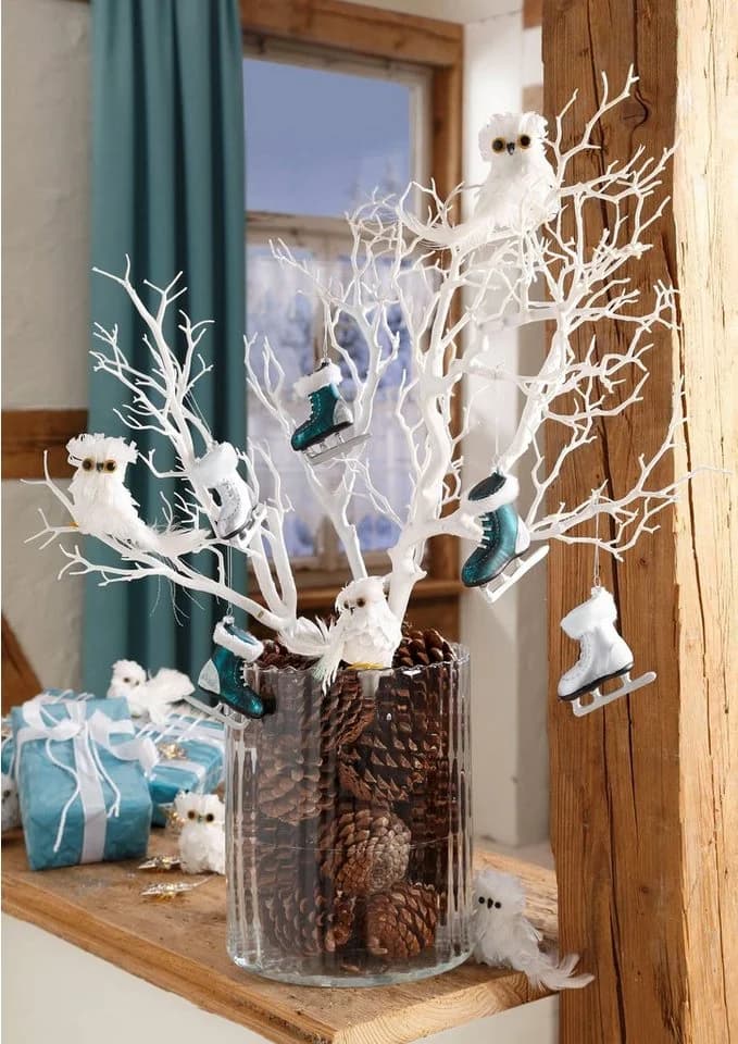 Winterliche Kunstpflanze My Home Weihnachtsdeko Zweig, weiß, 73 cm, Kunststoff - Bild 3