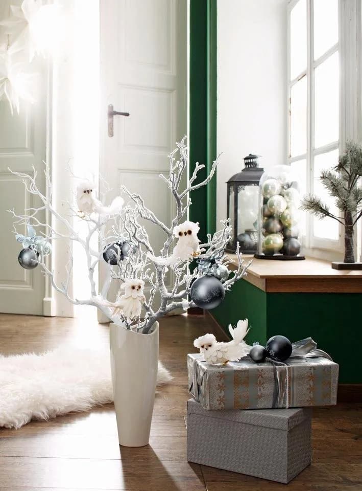 Winterliche Kunstpflanze My Home Weihnachtsdeko Zweig, weiß, 73 cm, Kunststoff - Bild 4