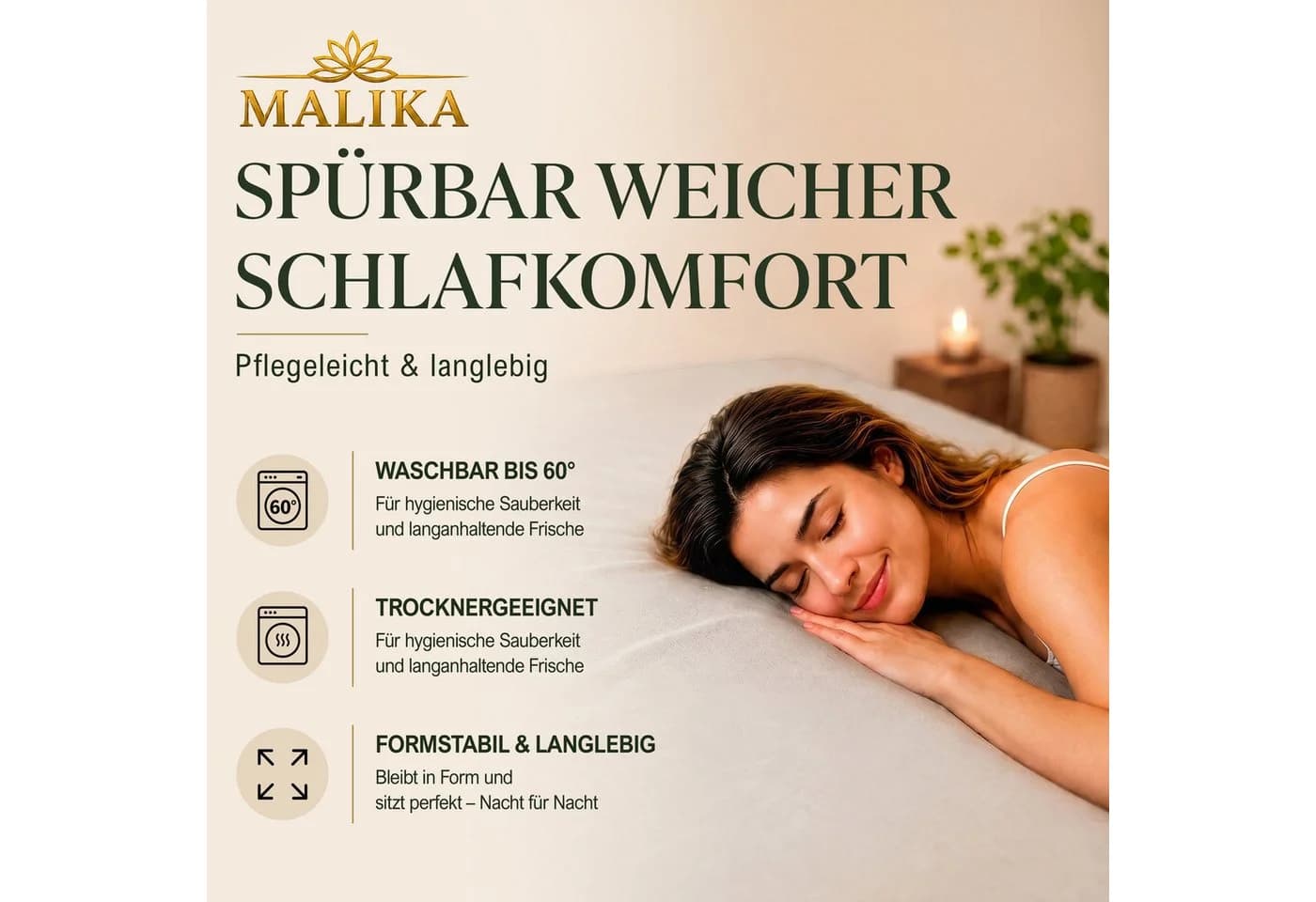 Malika Spannbettlaken Beige 100% Baumwolle Jersey - Bild 2