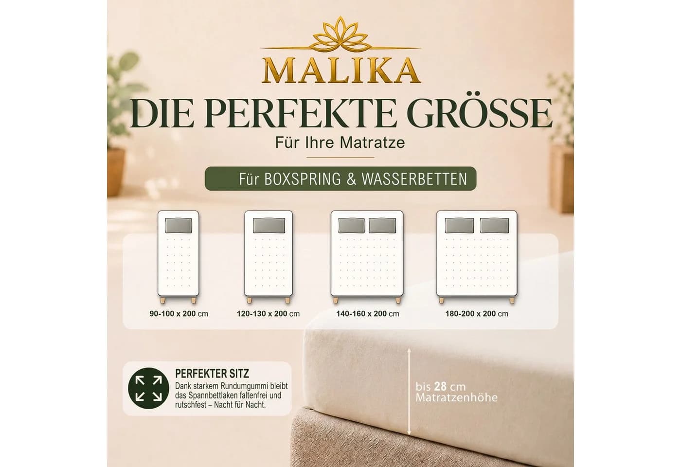 Malika Spannbettlaken Beige 100% Baumwolle Jersey - Bild 5