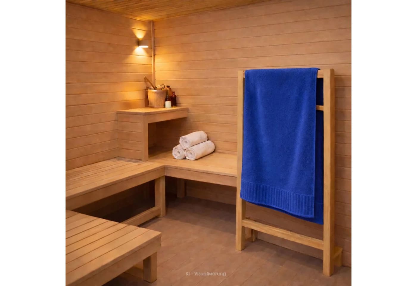 Casa Colori Saunatuch Uni Blau Frottier 100% Baumwolle - Bild 3