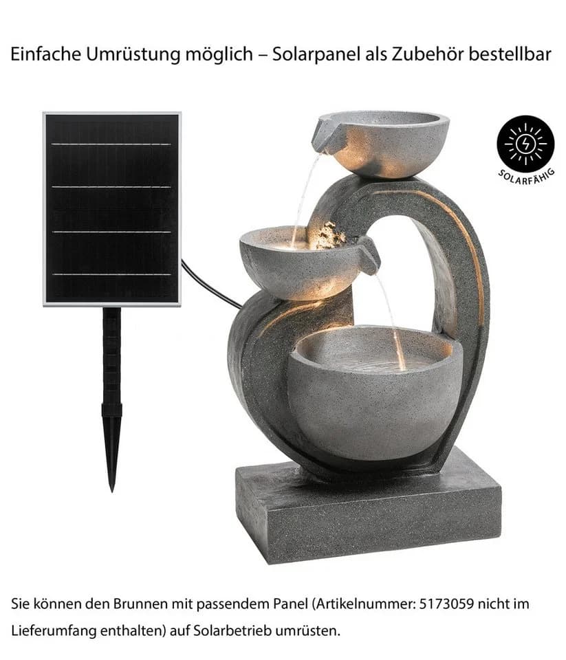 Dehner Gartenbrunnen Heart mit LED, solarfähig, Polyresin