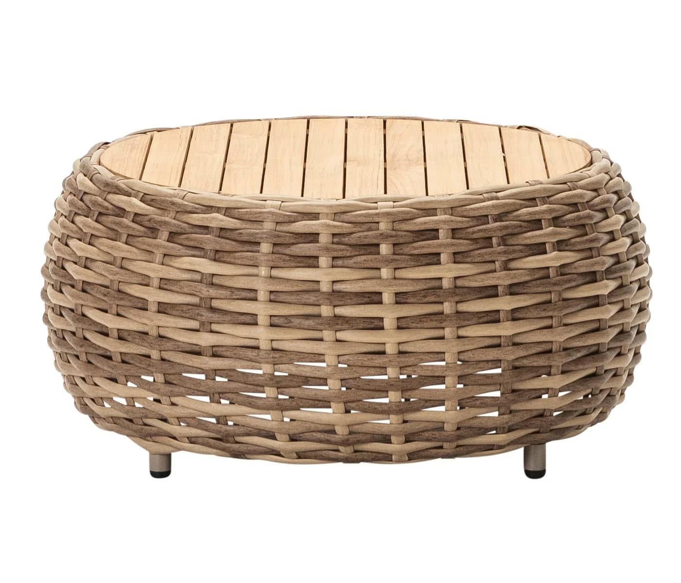 Dehner Gartenlounge-Set Lounge Tisch Tulum Beistelltisch Kunststoffgeflecht Aluminium Teakholz - Bild 2
