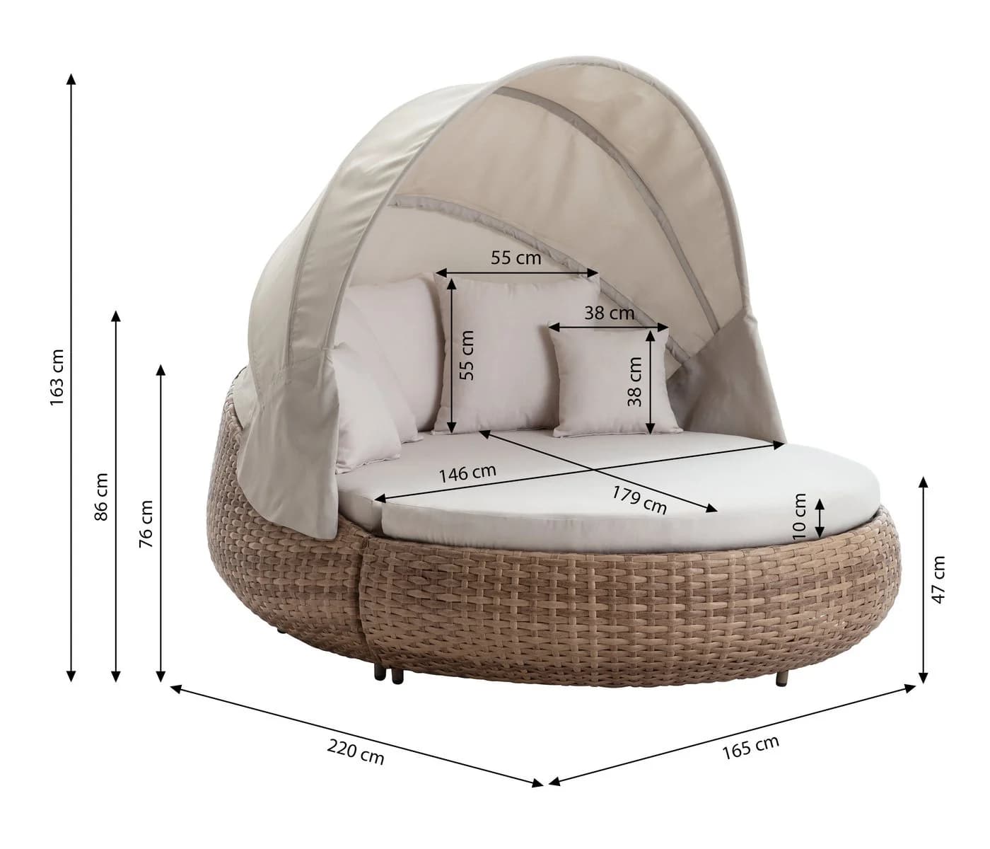 Dehner Daybed Tulum Gartenlounge-Set mit Faltdach - Bild 5