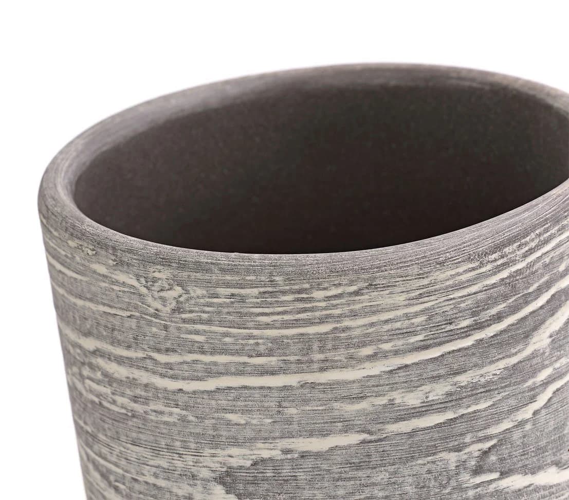 Dehner Übertopf Wood Rund Keramik Grau Holzoptik - Bild 3