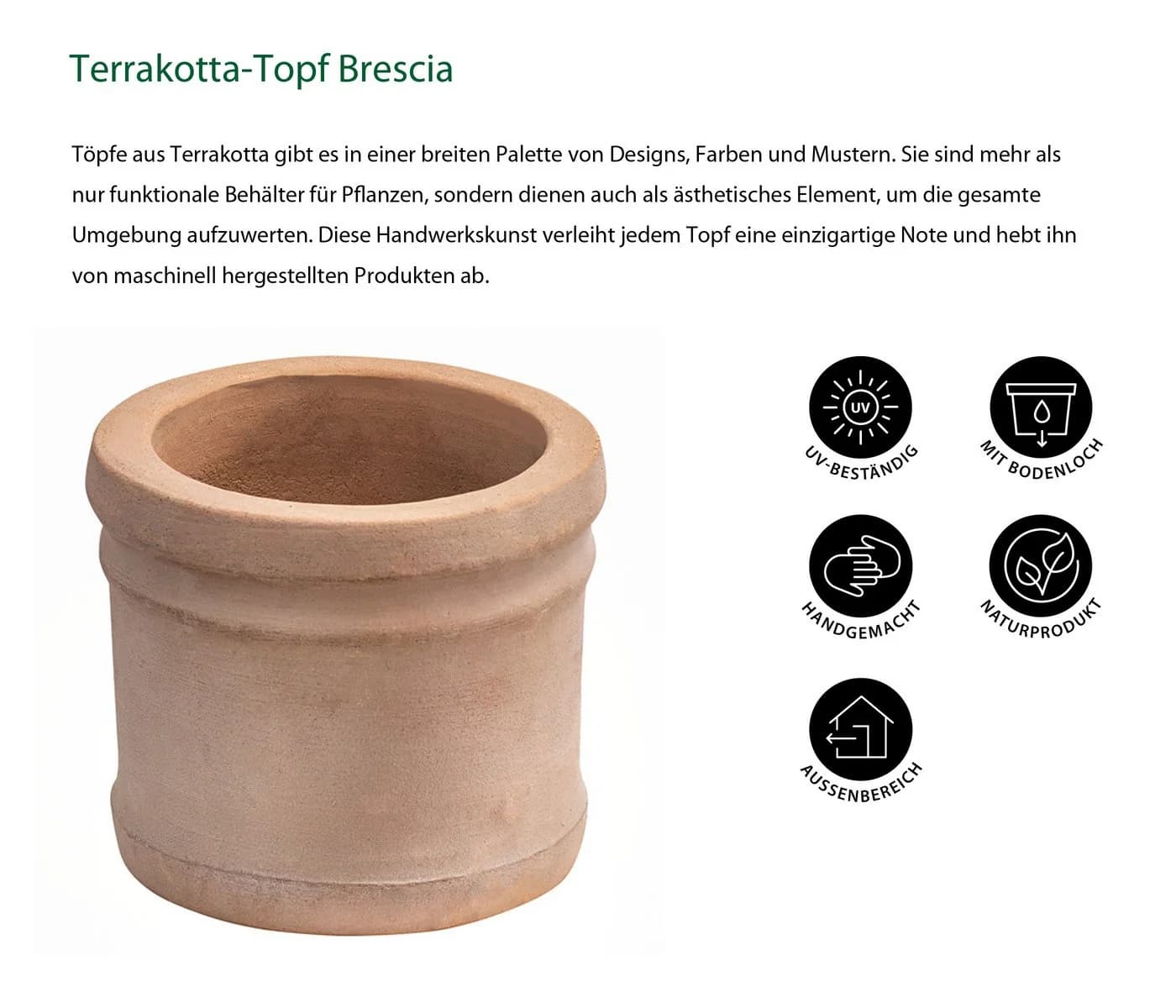 Dehner Terrakotta-Topf Brescia Klassisch Braun Pflanzkübel