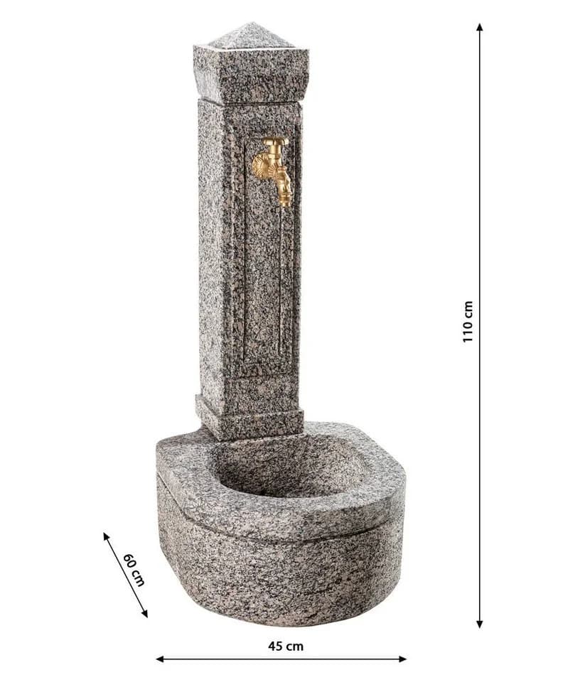 Dehner Gartenbrunnen Berlin Granit Grau mit Wasserhahn - Bild 3