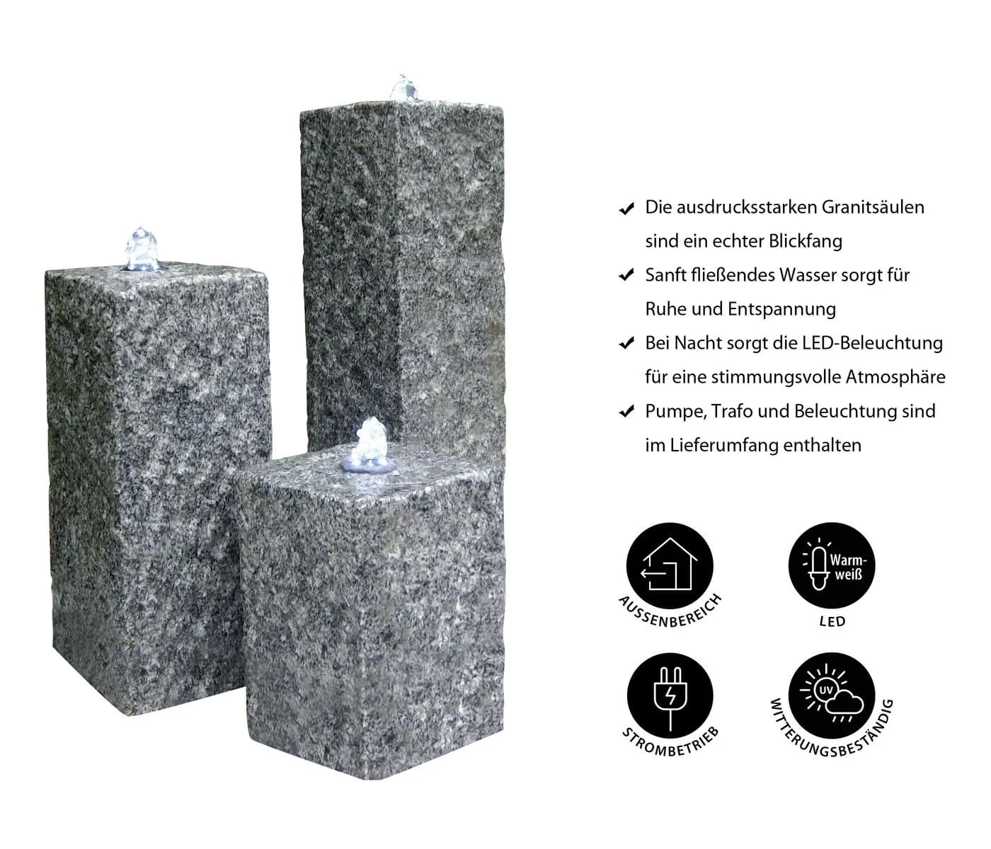 Dehner Gartenbrunnen Nizza mit LED Granit - Bild 4