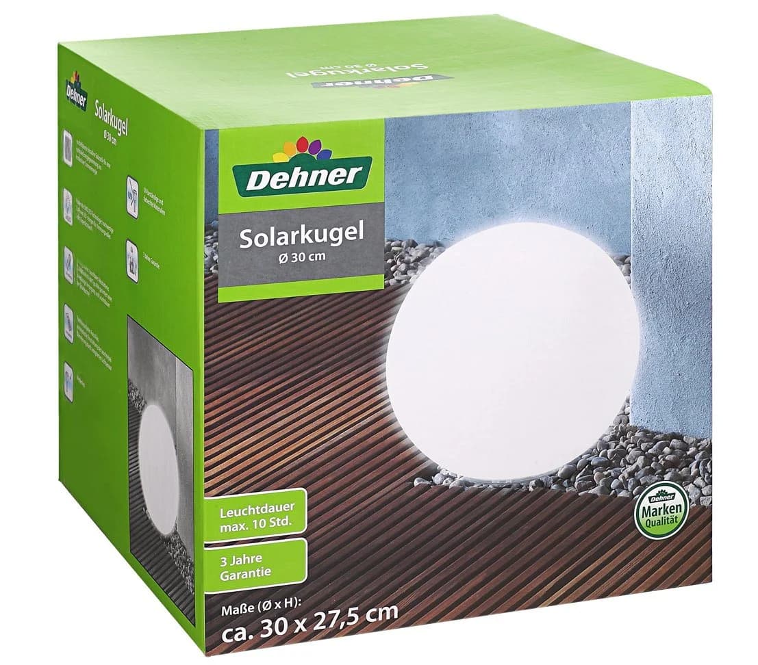 Dehner LED Solarleuchte Solarkugel Tornio Weiß - Bild 3