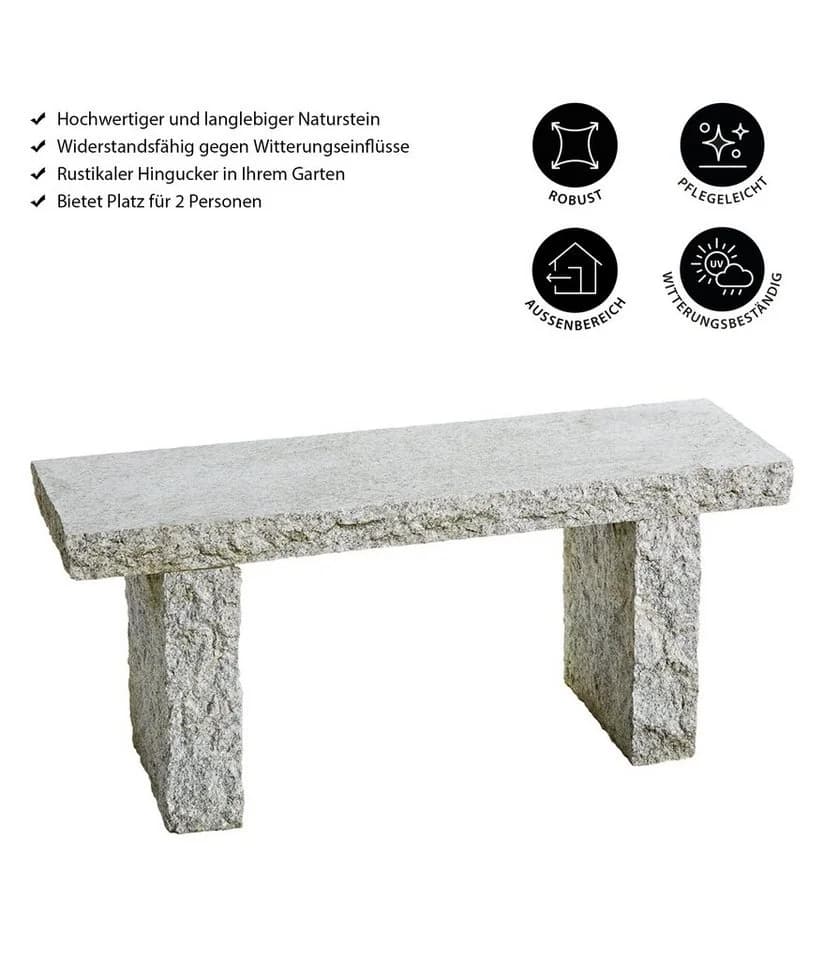 Dehner Gartenbank 2-Sitzer Granit Grau