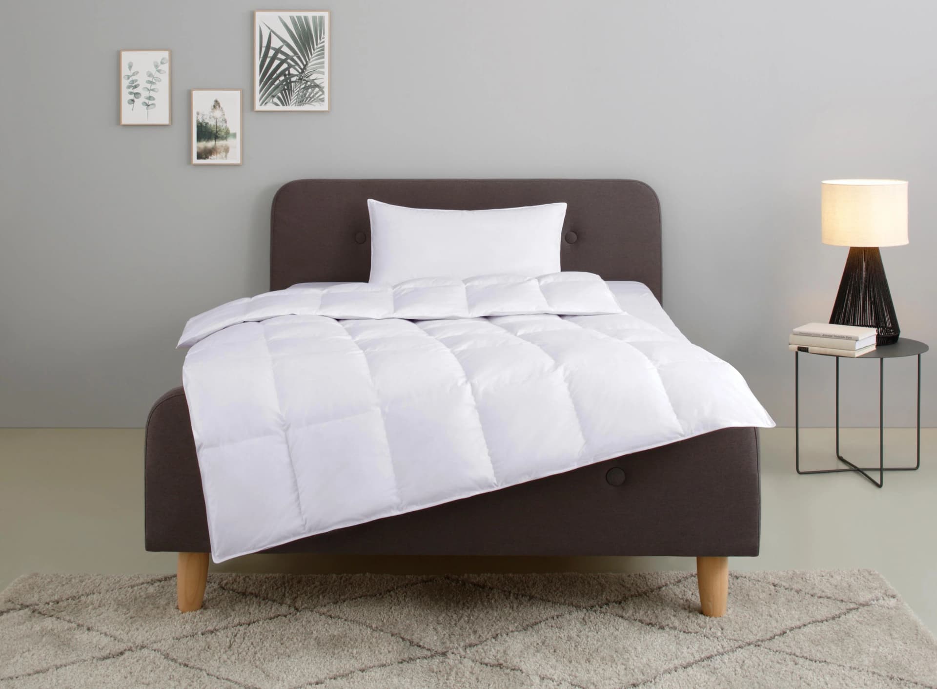 OTTO HOME Federbettdecke + Kopfkissen Set Weiß Baumwolle