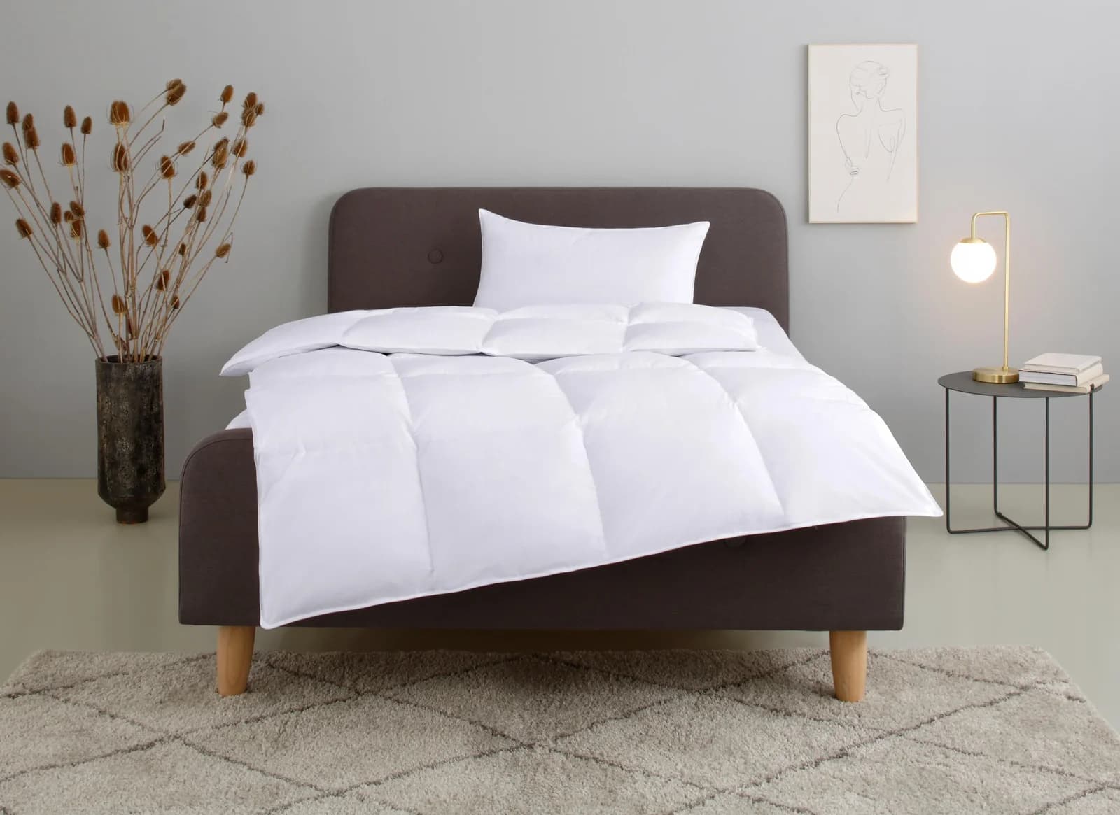 OTTO HOME Daunendecke Set Weiß Extrawarm Baumwolle