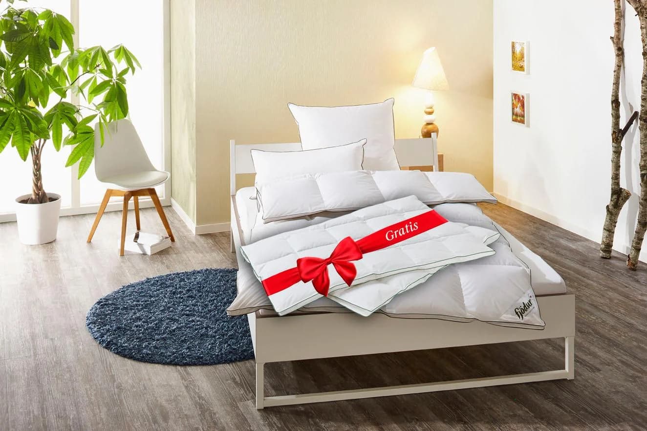 FJÖDUR Daunenbettdecke 2für1 Weiß 155x220cm mit Gratisdecke