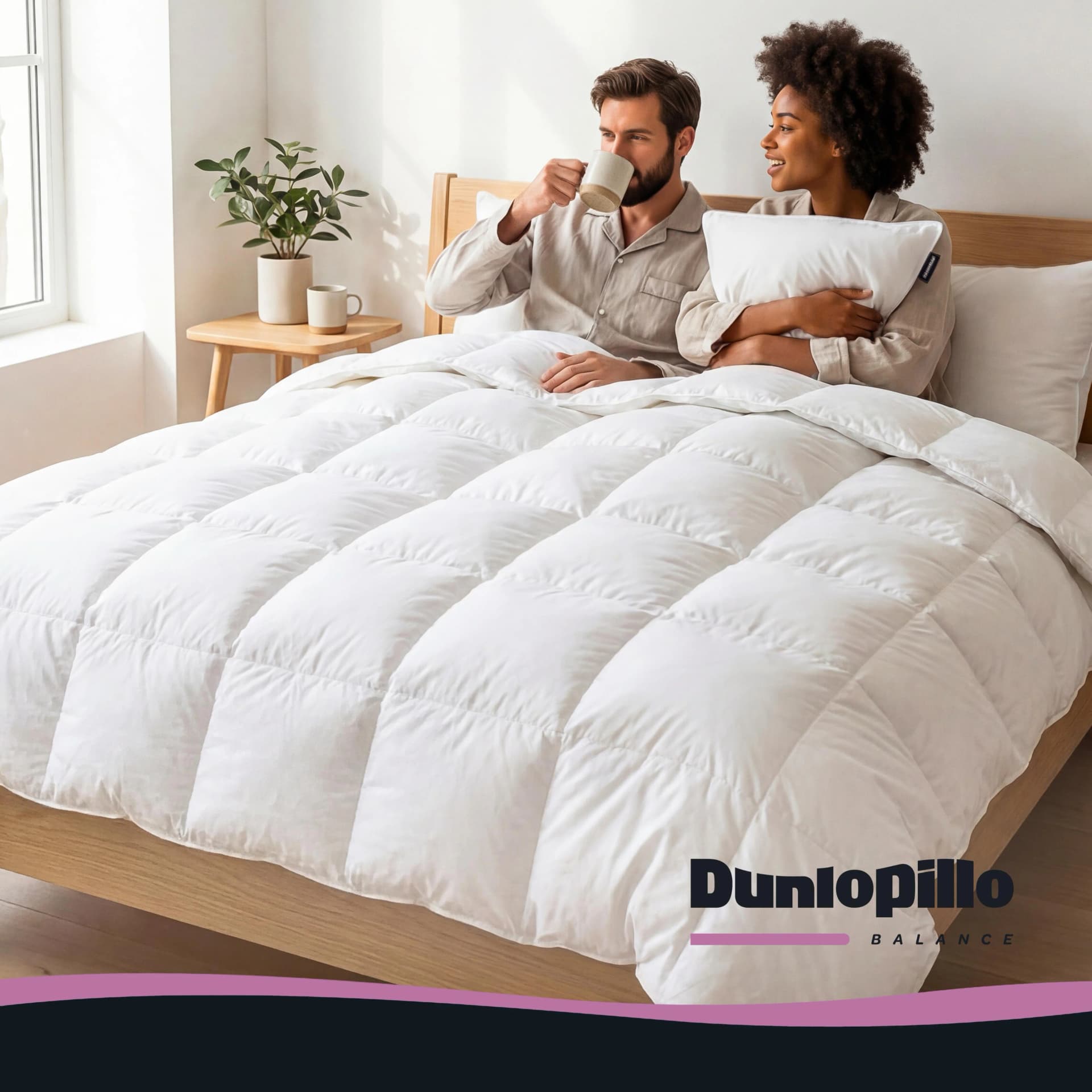 DUNLOPILLO Daunenbettdecke Balance Weiß 155x220 cm