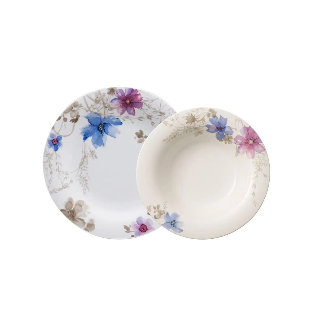 Villeroy & Boch Tafelservice Mariefleur Gris Basic Bunt 12-tlg. Fine China-Porzellan