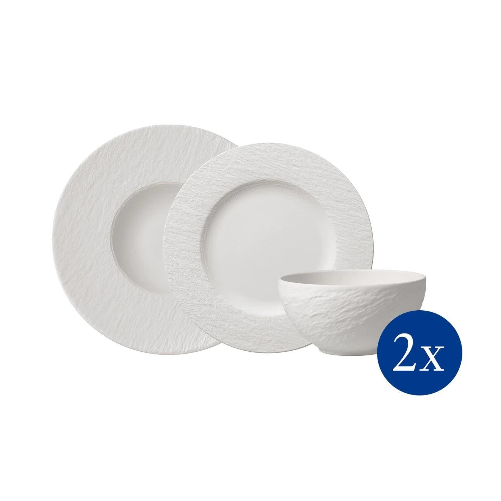 Villeroy & Boch Manufacture Rock Blanc Geschirr-Set 6-tlg. Weiß Fine China