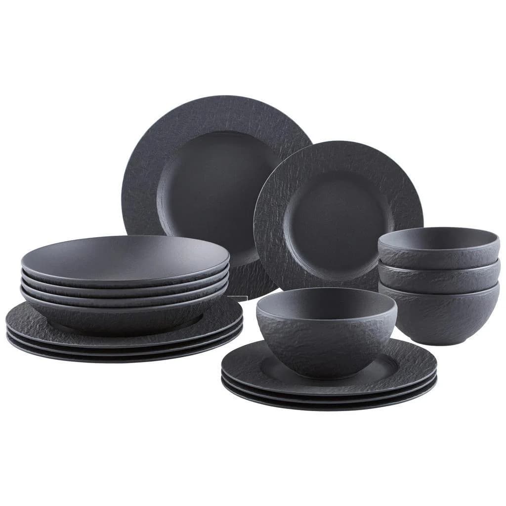 Villeroy & Boch Kombiservice Manufacture Rock Schwarz Keramik 16-teilig