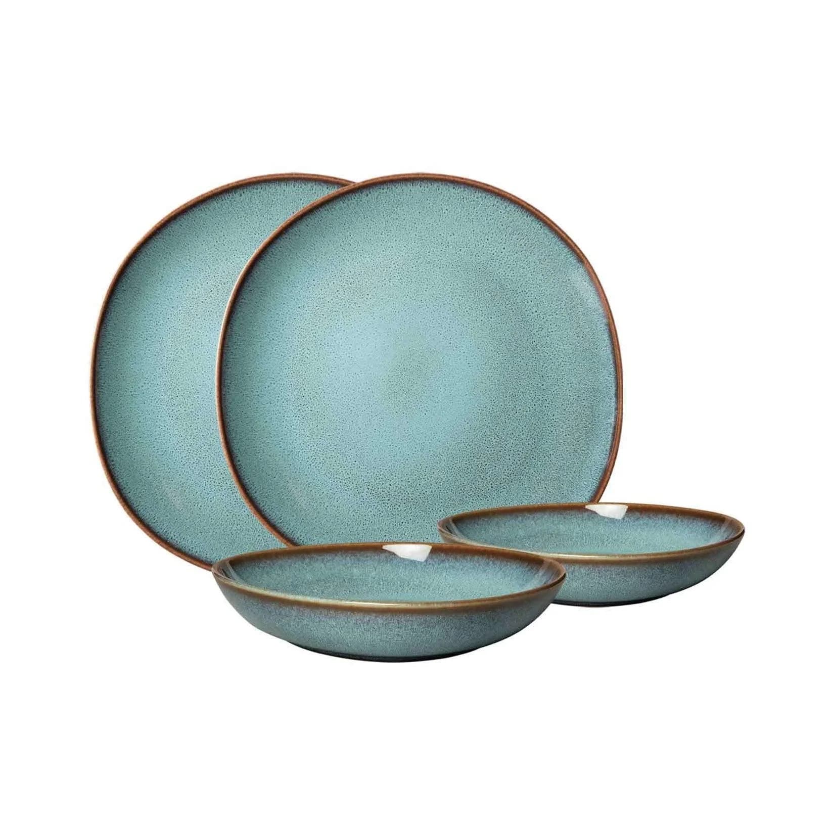 LIKE. BY VILLEROY & BOCH Geschirr-Set Lave glacé 4-tlg. Hellblau Steingut