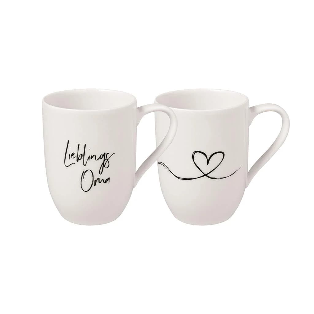 Villeroy & Boch Kaffeebecher Lieblingsoma Statement 280 ml 2er Set Weiß