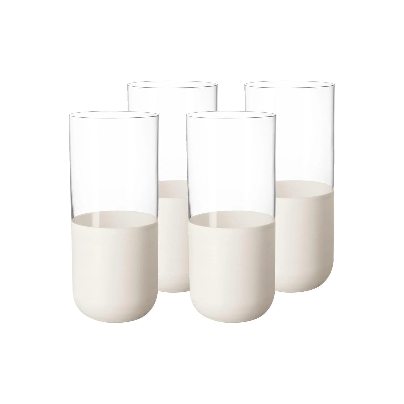 Villeroy & Boch Longdrinkglas Manufacture Rock Blanc 300 ml 4er Set Weiß-Transparent