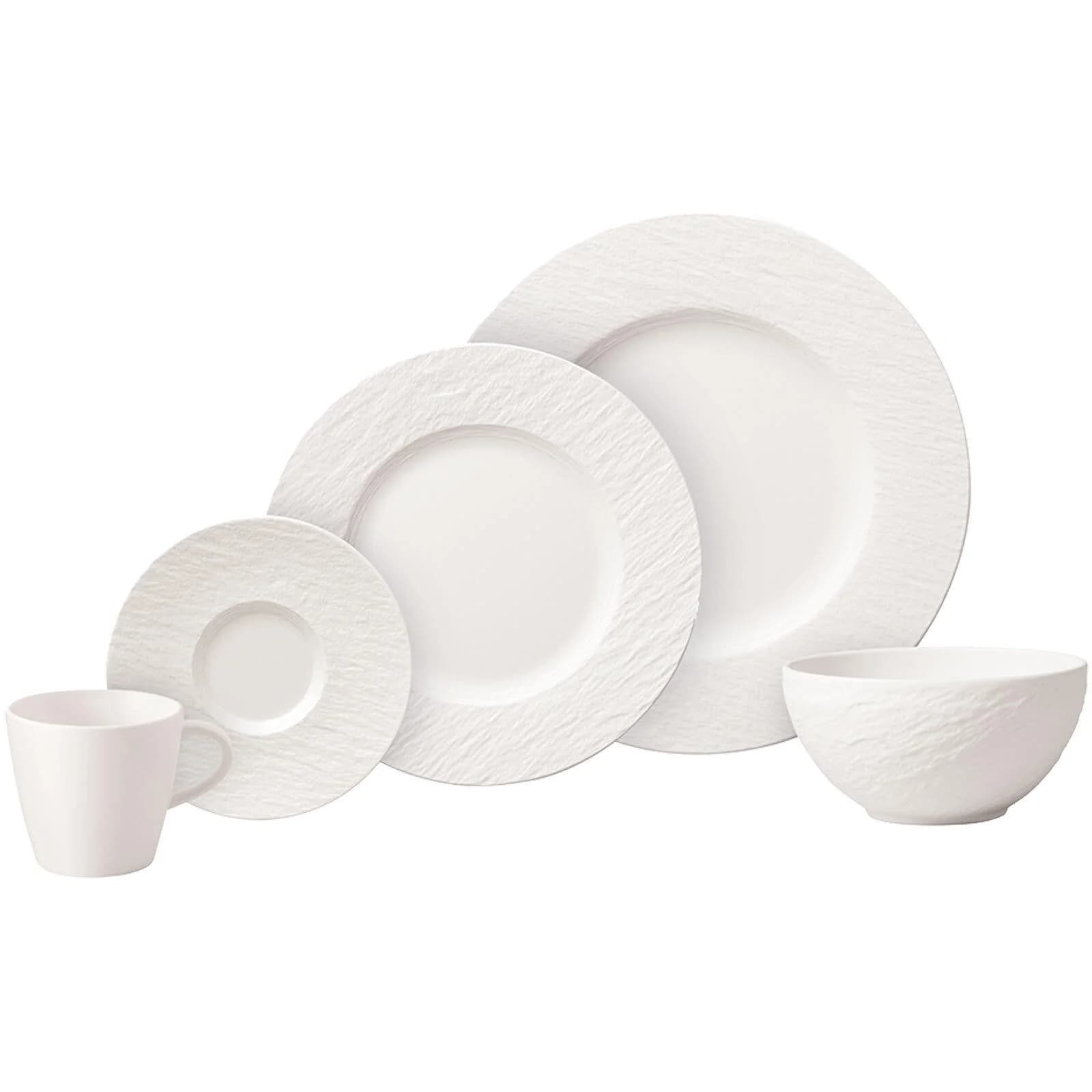 Villeroy & Boch Geschirr-Set Manufacture Rock 20-tlg. Weiß Porzellan
