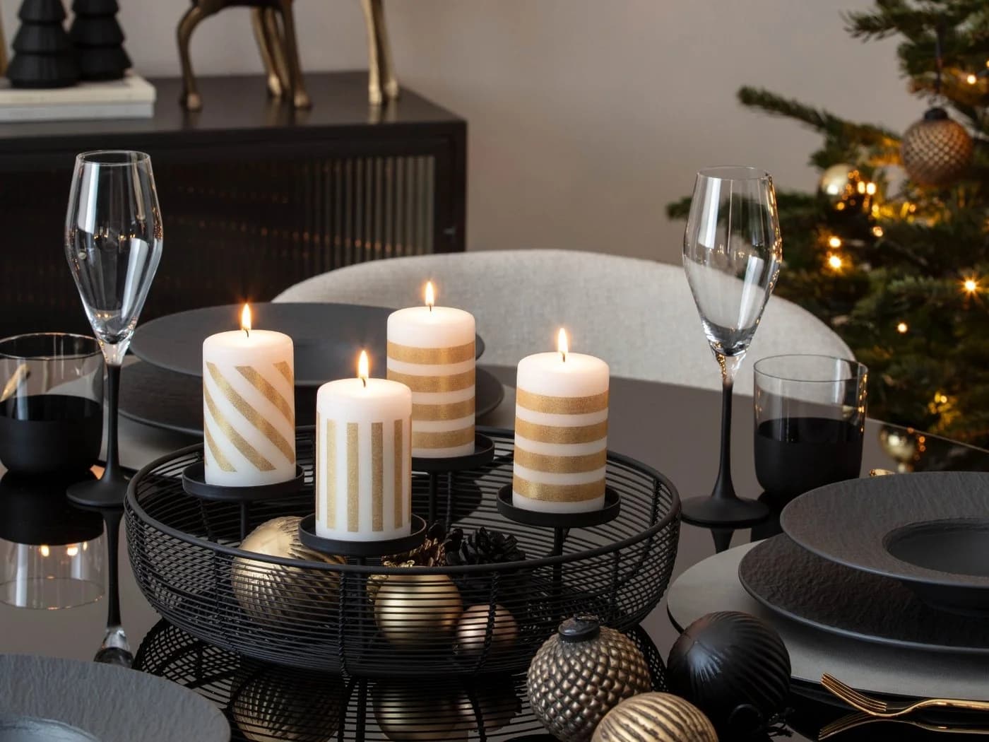 Villeroy & Boch Adventskranz Christmas Chic rund schwarz Metall