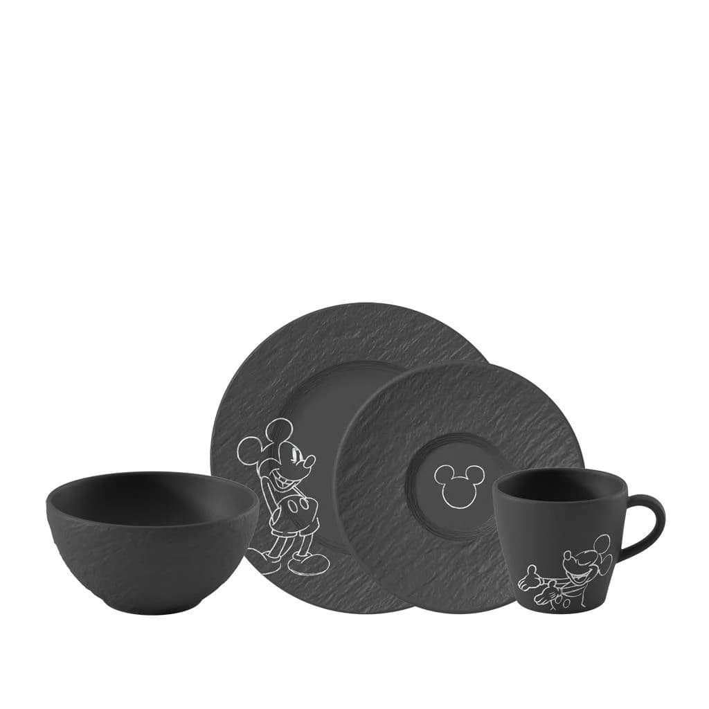 Villeroy & Boch Geschirr-Set Manufacture Rock Mickey Mouse 4-teilig Schwarz