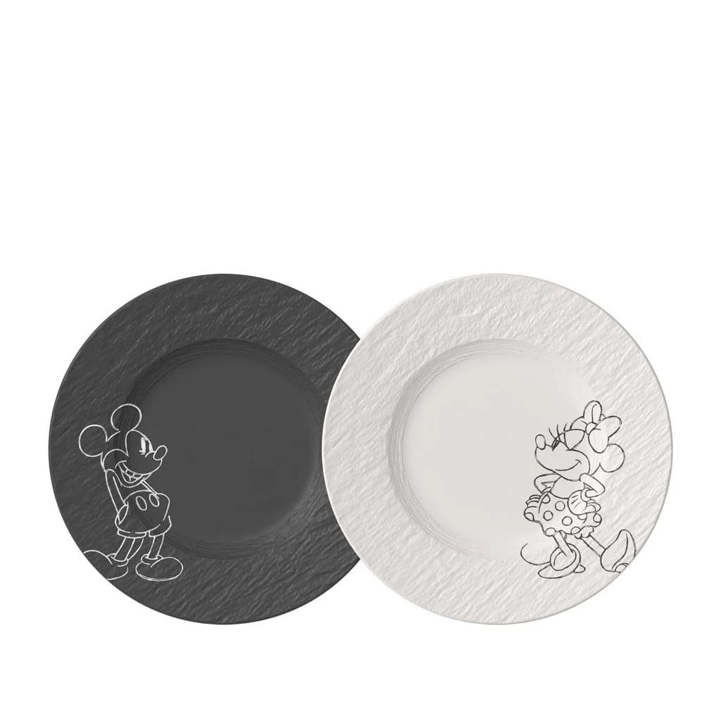 Villeroy & Boch Frühstücksteller Mickey Mouse 2er Set Schwarz-Weiß